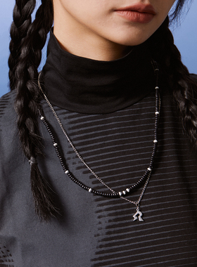 ROADLATIVE白黑木珠叠戴项链