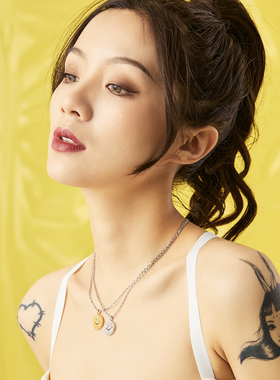 ROADLATIVE原创镶钻笑脸吊坠项链