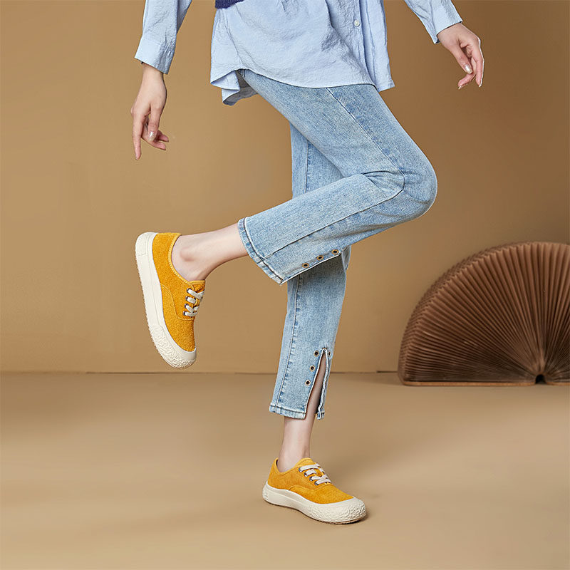 2026春季新款厚底帆布鞋女棕色加绒面显脚小设计感运动休闲板鞋潮,淘宝优惠券,粉丝福利购,淘宝优惠卷