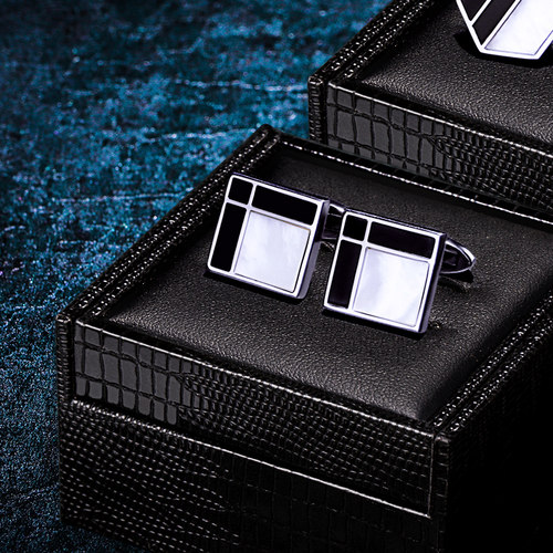 高档贝壳法式衬衫袖扣男士轻奢定制衬衣贝母袖口扣袖钉 Cufflinks - 图1