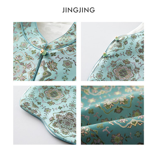 JINGJING2026新款“楼兰旧梦”复古宝相花精致盘扣圆领中式马甲 - 图2