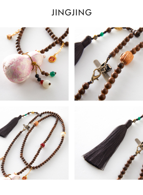 新中式木质葫芦流苏斜跨项链