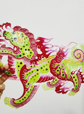皮影非遗挂画麒麟装饰画礼物