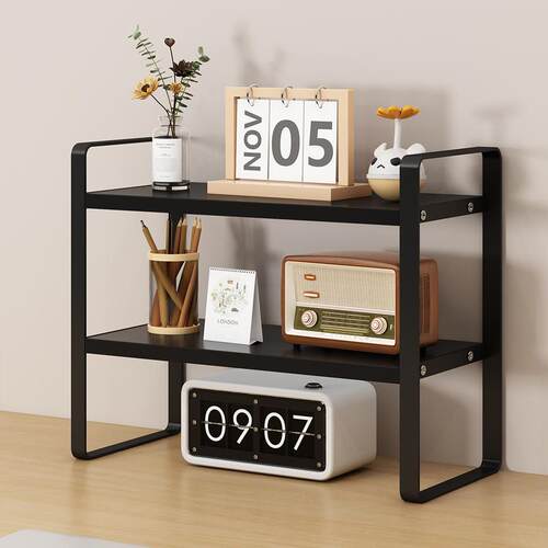 桌面置物架多层书桌办公桌分层收纳架简易铁艺学生宿舍桌上小书架 - 图1