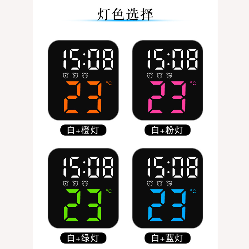 挂钟夜光镜面时钟ins桌面钟表时间表摆台式摆件led数字电子闹钟 - 图3