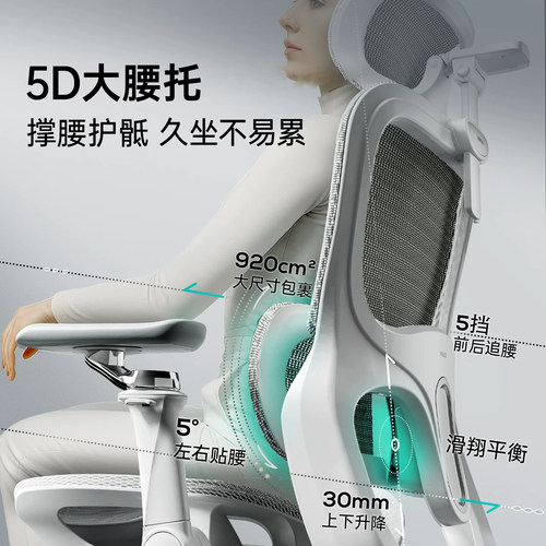 黑白调p2ultra人体工学椅久坐不累办公椅学习椅电脑椅 - 图1