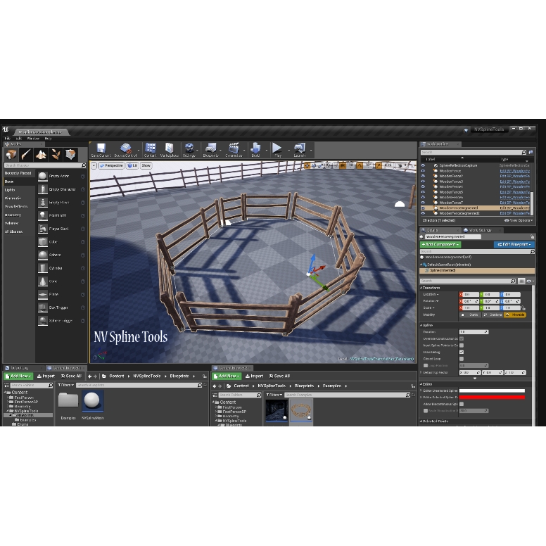 UE4UE5 NV Spline Tools 栅栏围栏样条线设施蓝图 - 图1