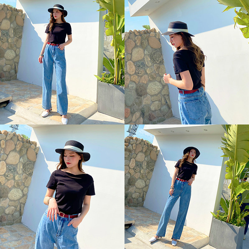 梵凯女短袖2020夏装新款黑色女t恤 梵凯T恤