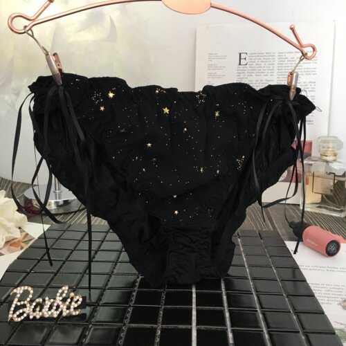 2019ins酒红色牛奶丝唯美少女内裤日系蝴蝶结可爱低腰三角裤新品 - 图2