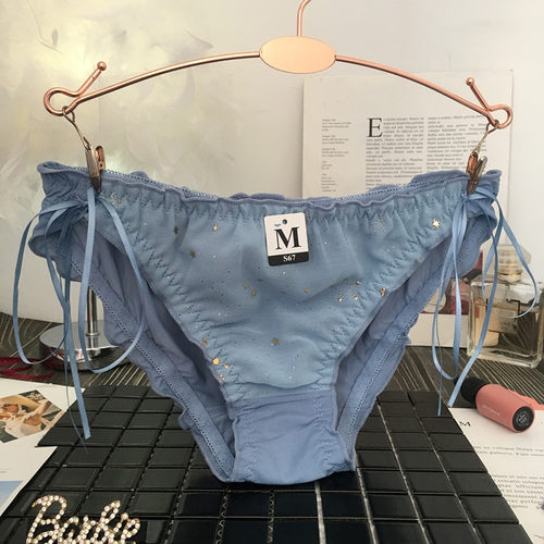 2019ins酒红色牛奶丝唯美少女内裤日系蝴蝶结可爱低腰三角裤新品 - 图0