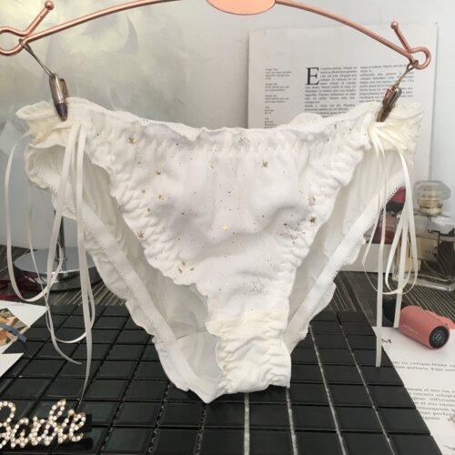 2019ins酒红色牛奶丝唯美少女内裤日系蝴蝶结可爱低腰三角裤新品 - 图1
