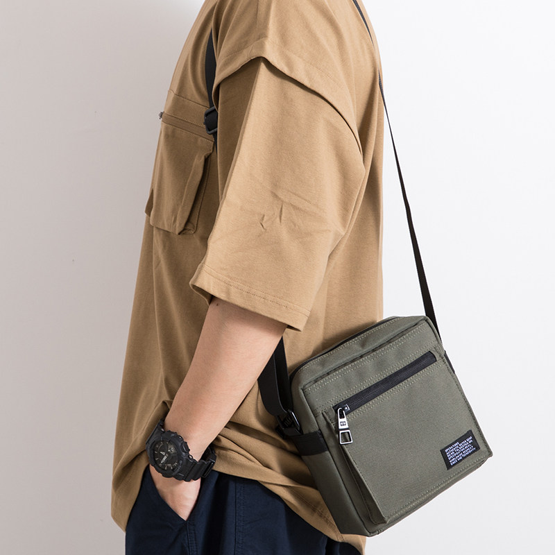 潮流时尚男士帆布单肩包小挎包日系休闲百搭手机包街头工装小方包,淘宝优惠券,粉丝福利购,淘宝优惠卷