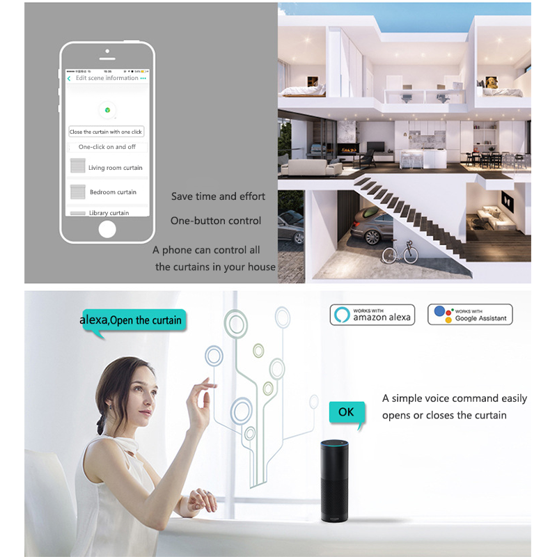 涂鸦智能窗帘开关wifi直连手机远程控制定时开关Alexa Google语音 - 图1