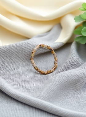 Ciel原创手工天然树化石戒指