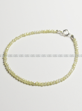 Ciel原创手工天然葡萄绿色锆石手链2mm极细切面脚链项链清新叠戴