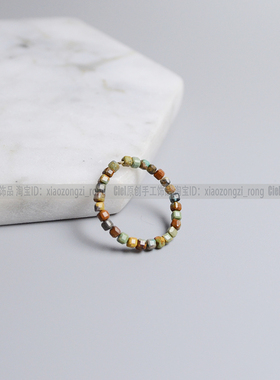 天然原矿多色绿松石戒指方糖珠