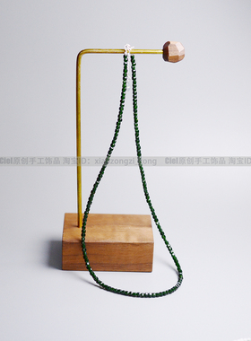 绿砂石项链2.5mm方糖珠锁骨链