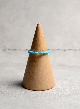 Ciel原创手工天然蓝色绿松石戒指2mm盘珠极细指环关节戒尾戒情侣