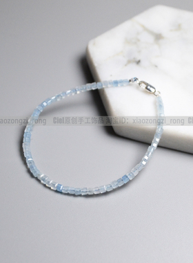 Ciel女海蓝宝原创极细手链方块珠