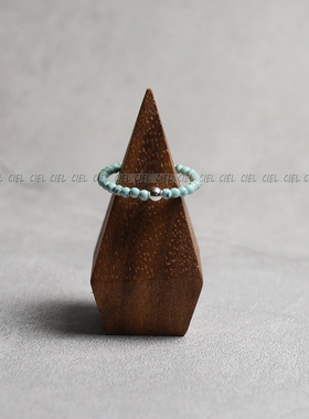 Ciel原创天然原矿婴儿蓝绿松石戒指2mm极细圆珠指环关节戒尾戒女