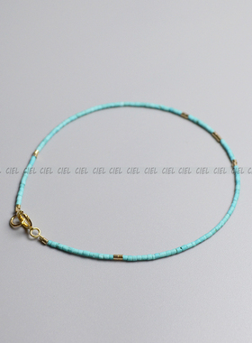 Ciel原创手工天然原矿绿松石手链