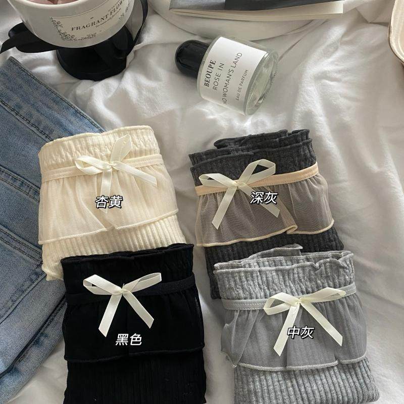 3条装 日系甜美网纱木耳花边蝴蝶结螺纹纯棉透气中腰女士三角内裤,淘宝优惠券,粉丝福利购,淘宝优惠卷