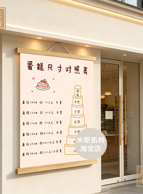 蛋糕尺寸对照表小红书推荐甜品店广告ins面包店挂布烘焙提示背景