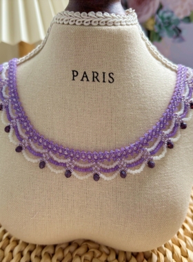 手工编织锁骨链蕾丝项链