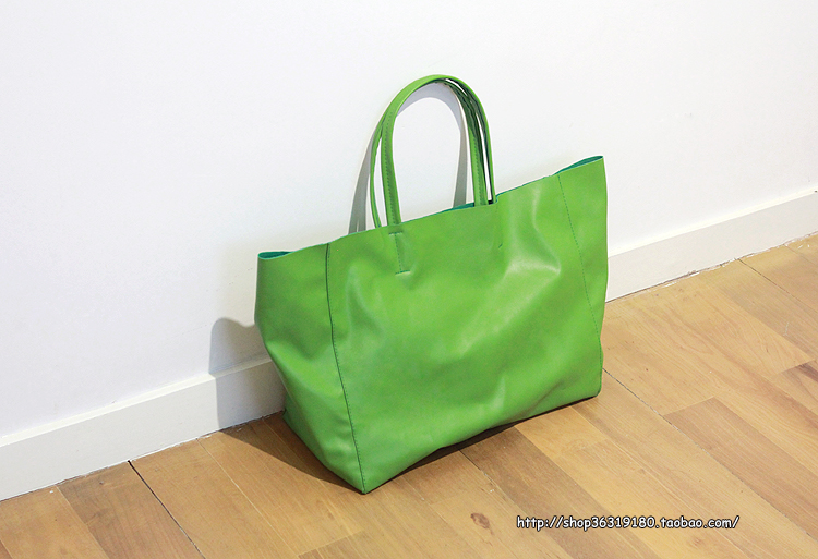 寬橫版c@line款購物袋cabas tote shopping bag托特包(蘋果綠色