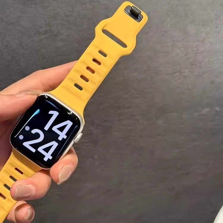 新款高级感黄色硅胶iwatch表带S11适用苹果applewatch女9运动10SE,淘宝优惠券,粉丝福利购,淘宝优惠卷