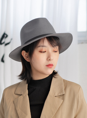 秋冬羊毛呢爵士女礼帽保暖