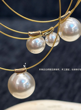 极简显贵珍珠项圈 进口高韧定型钢丝 不跑珠奶油伴彩珍珠锁骨颈链