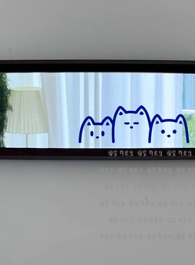 三个小猫头可爱线条图案玻璃贴纸