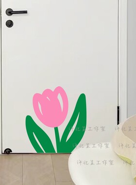 双色大花店铺装饰玻璃贴纸
