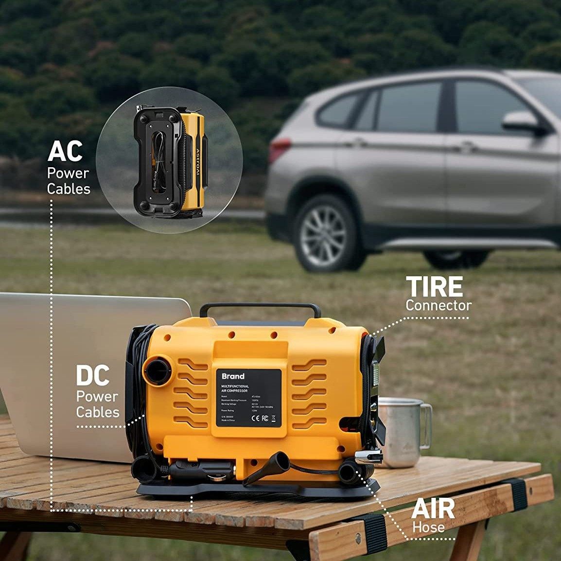 AC/DC汽车充气泵交流110-230V打气泵直流12V双电源气泵车载充气泵 - 图2