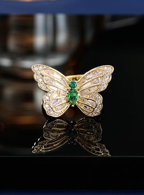 开口蝴蝶戒指女时尚简约可调节戒