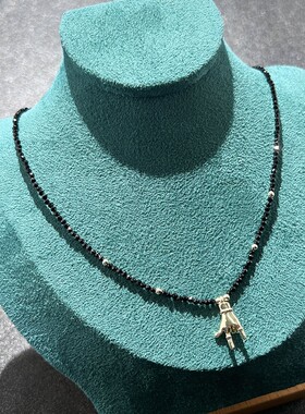 黑色项链切面颈链欧美镀金仿水晶