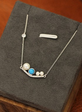 人造蓝松石多款颈链气质镀金吊坠