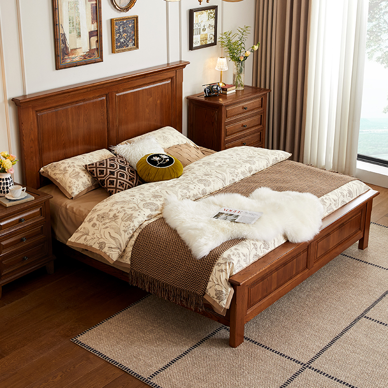 卡娜斯美式实木床全实木双人大床简约箱体储物主卧家具1.8米收纳 - 图1