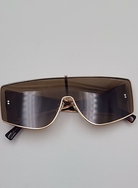 外贸原单大框太阳镜正确LOGO明星同款一体片高级质感超酷墨镜