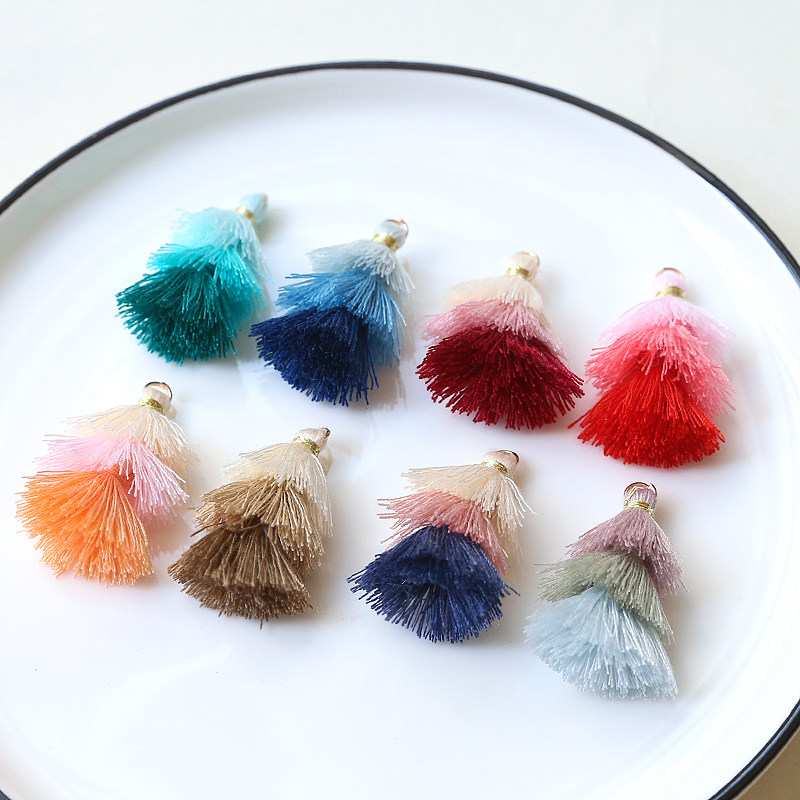 撞色棉线穗子小三层流苏文艺吊坠diy手工饰品耳环项链配件材料,淘宝优惠券,粉丝福利购,淘宝优惠卷