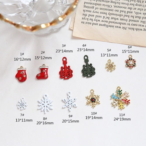 Рождественские металлические носки, перчатки, подвеска, серьги ручной работы, сумка, аксессуар для сумки, со снежинками