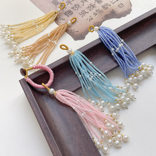 国风流苏穗子古风串珠手工水晶宋锦多色吊坠diy压襟配件饰品挂件 - 图0