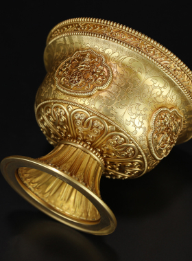 吉祥慧宝黄铜吉祥供水碗摆件