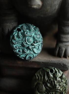 四喜器物全铜双面貔貅手把件手盘摆件可香插中式创意纯手工