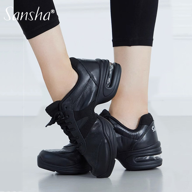 Sansha France Sansha Square Dance Shoes Women's Breathable Leather Modern Dance Shoes Soft Sole Jazz Dance Shoes Air Cushion