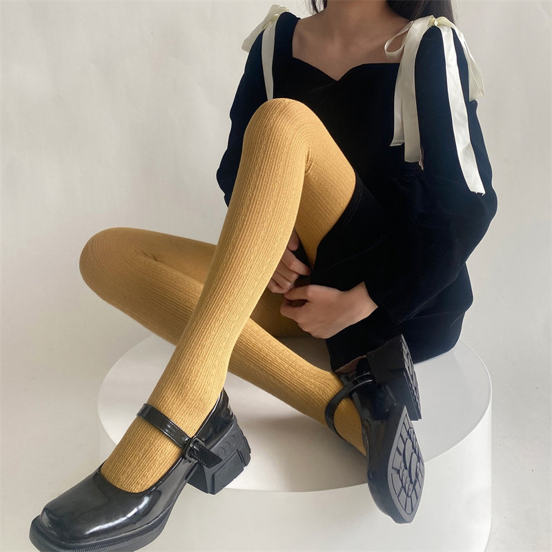 秋冬新款麻花竖纹连裤袜显瘦女彩色简约百搭棉质打底袜子美拉德风,淘宝优惠券,粉丝福利购,淘宝优惠卷