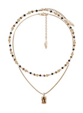 复古秋冬叠戴美拉德虎眼石项链