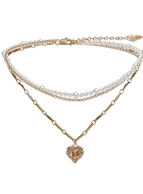 复古做旧美拉德棕色皮革颈链多层