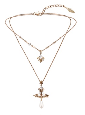 怀旧复古叠戴多层皮革项链爱心